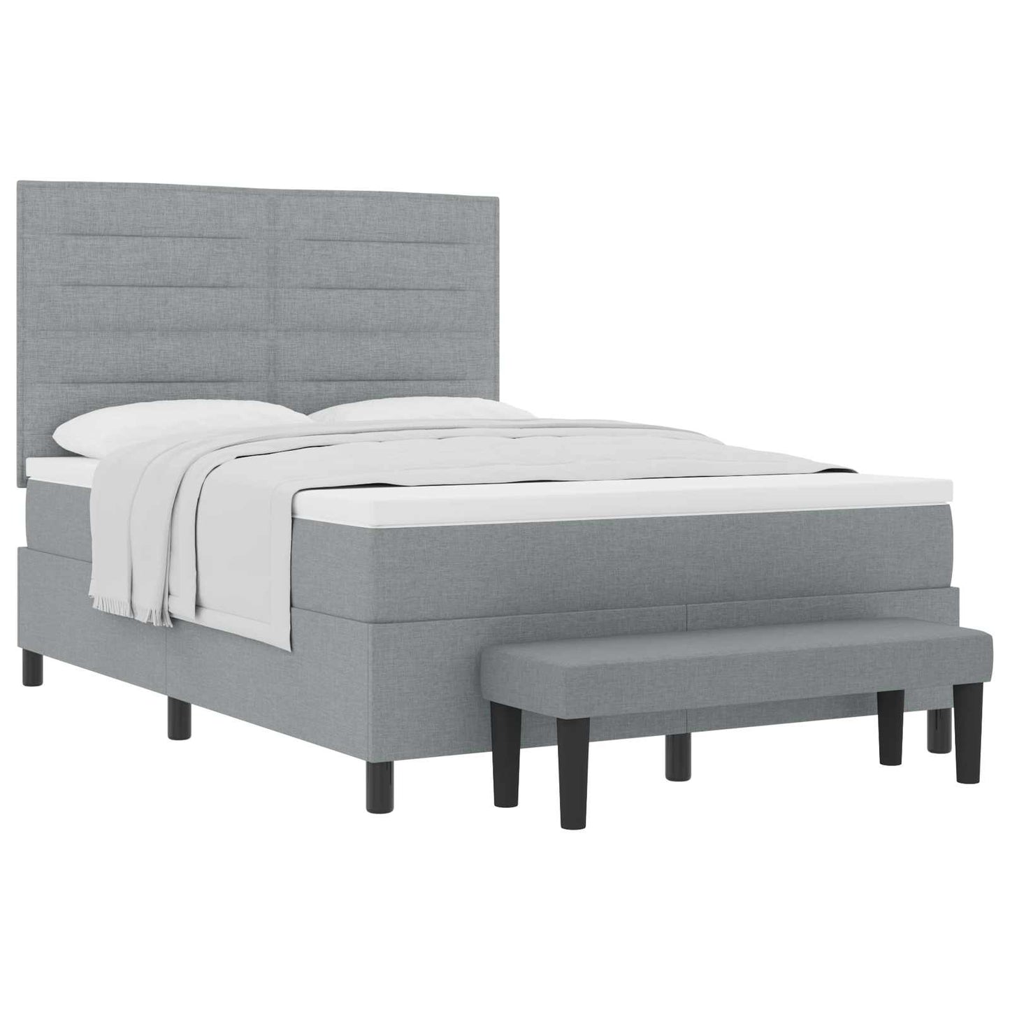 Boxspringbett mit Kopfteil Hellgrau 140 x 190 cm Stoff