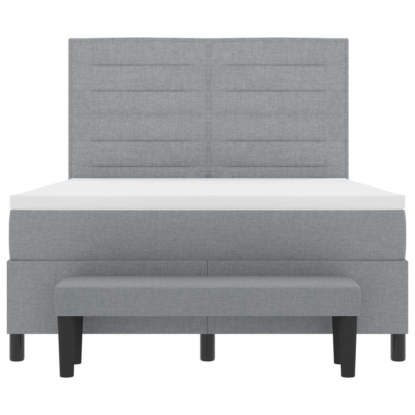 Boxspringbett mit Kopfteil Hellgrau 140 x 190 cm Stoff