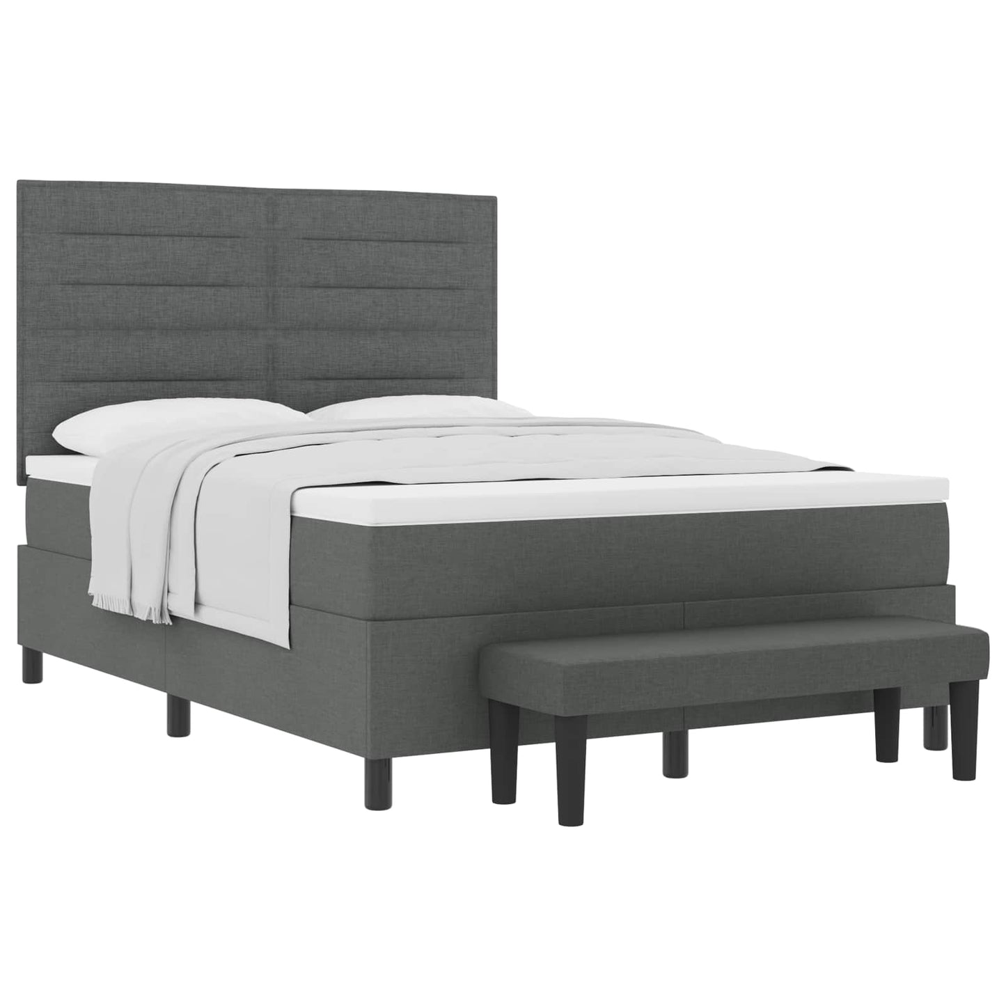 Boxspringbett mit Kissen Dunkelgrau 140 x 190 cm Stoff