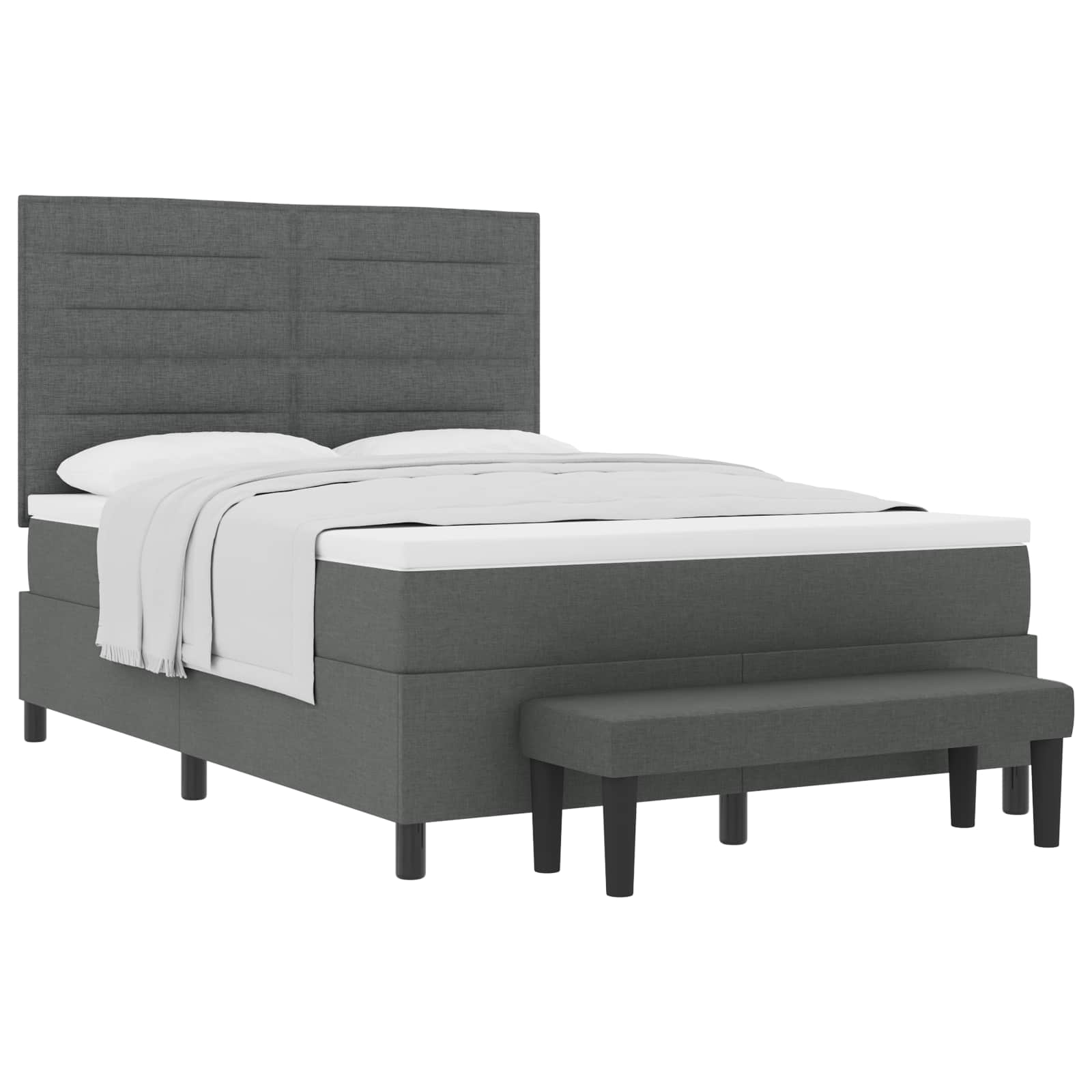 Boxspringbett mit Kissen Dunkelgrau 140 x 190 cm Stoff
