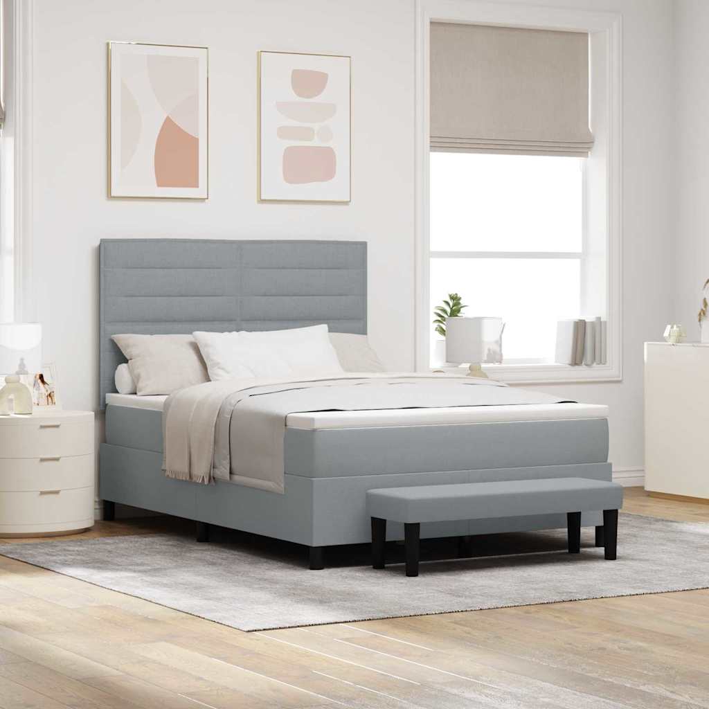 Boxspringbett mit Kopfteil Hellgrau 140 x 200 cm Stoff