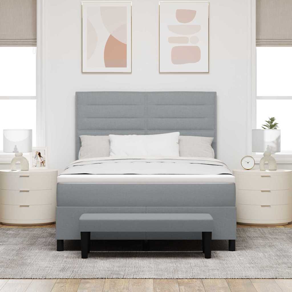 Boxspringbett mit Kopfteil Hellgrau 140 x 200 cm Stoff