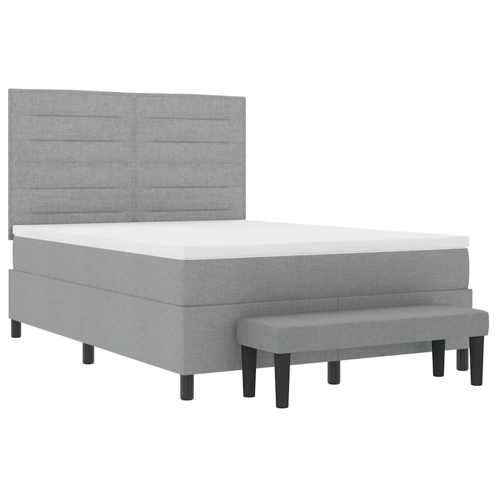 Boxspringbett mit Kopfteil Hellgrau 140 x 200 cm Stoff