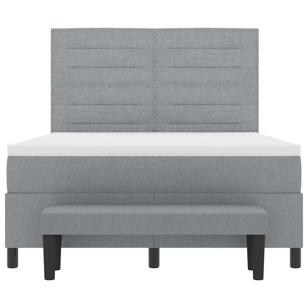 Boxspringbett mit Kopfteil Hellgrau 140 x 200 cm Stoff