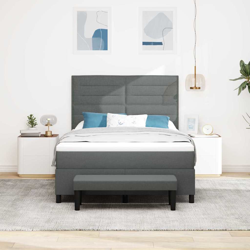 Boxspringbett mit Kopfteil Dunkelgrau 140 x 200 cm Stoff