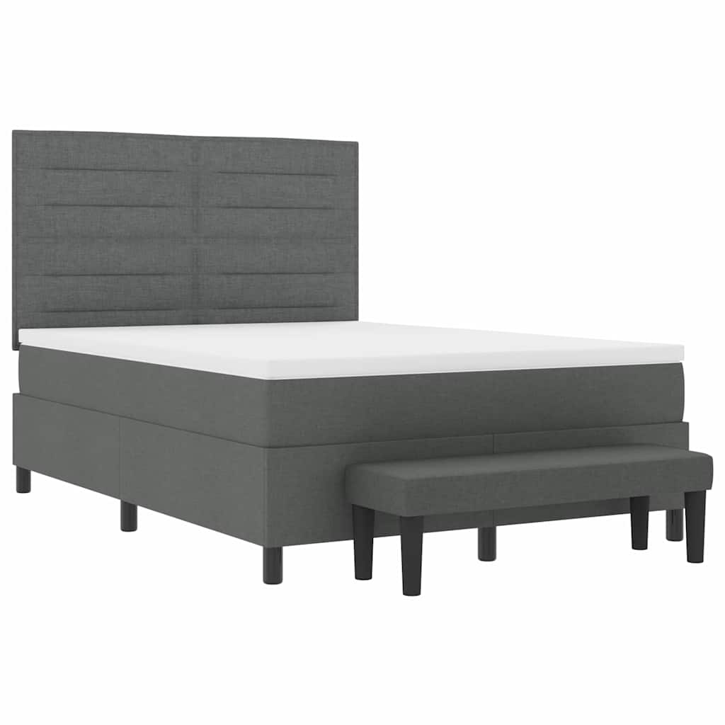 Boxspringbett mit Kopfteil Dunkelgrau 140 x 200 cm Stoff