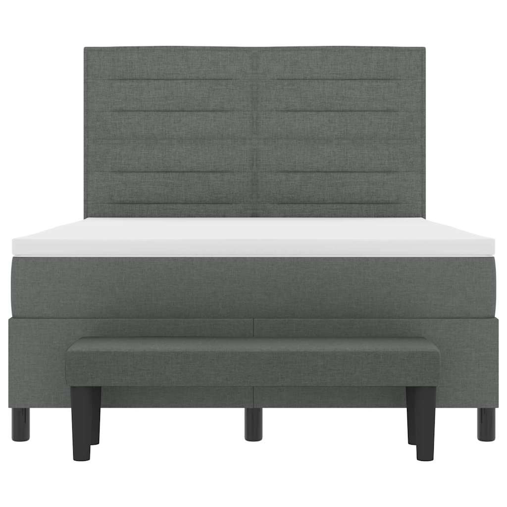 Boxspringbett mit Kopfteil Dunkelgrau 140 x 200 cm Stoff