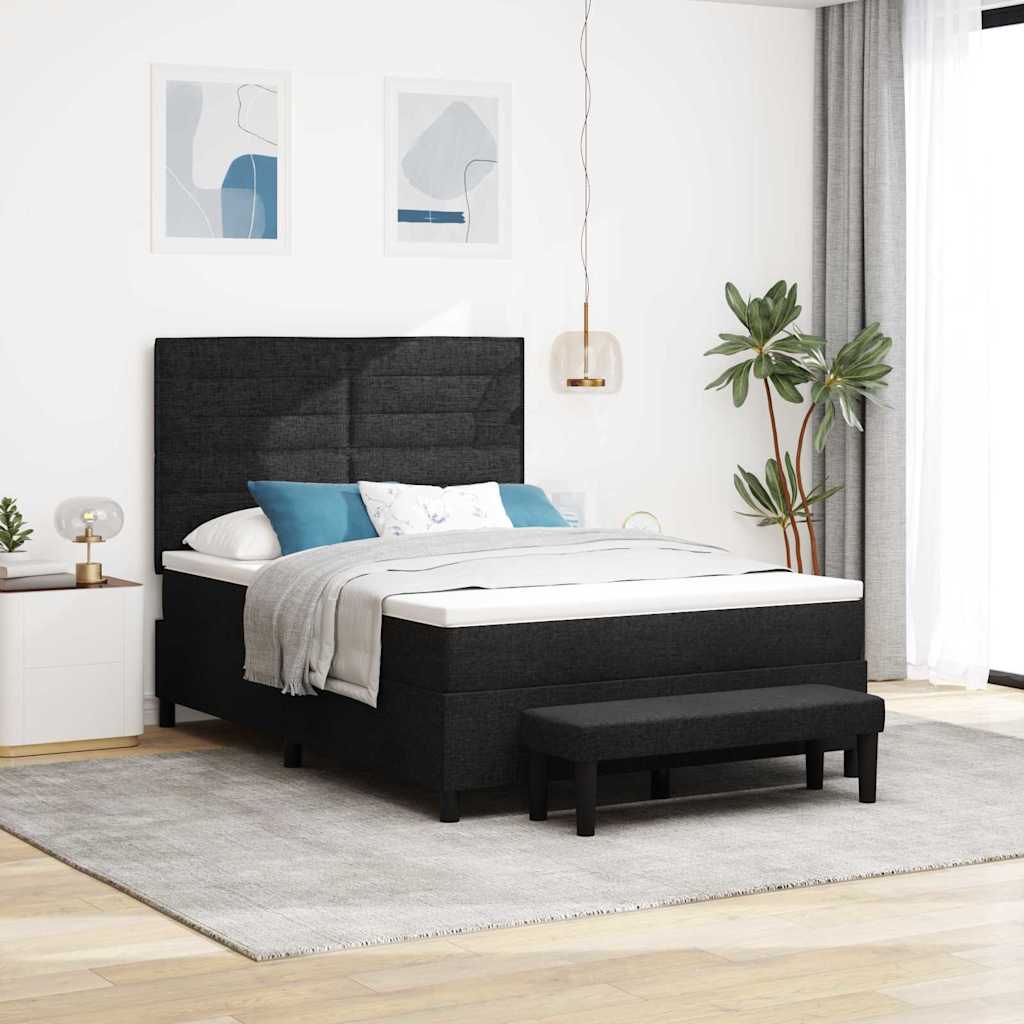 Boxspringbett mit Kopfteil Schwarz 140 x 200 cm Stoff