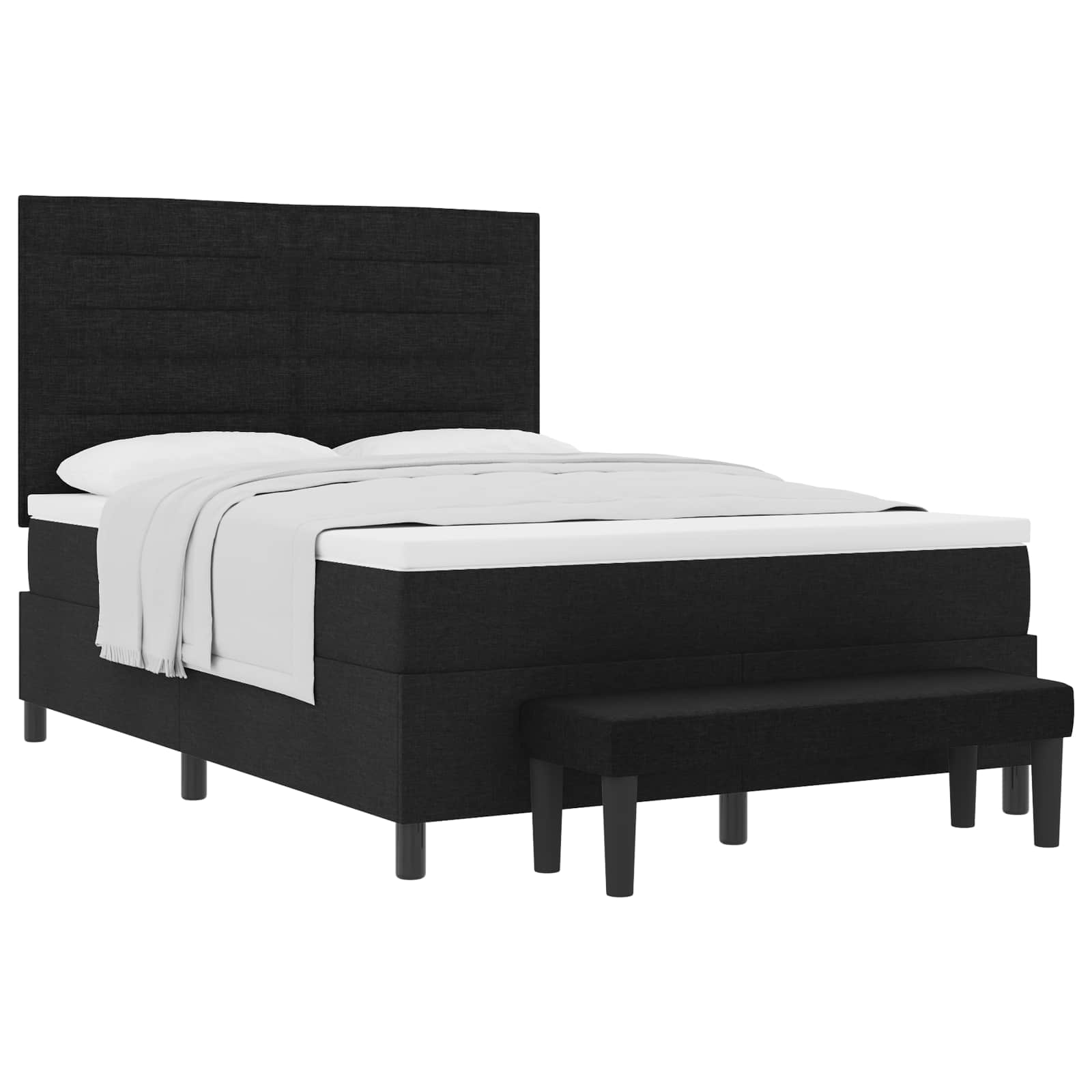 Boxspringbett mit Kopfteil Schwarz 140 x 200 cm Stoff