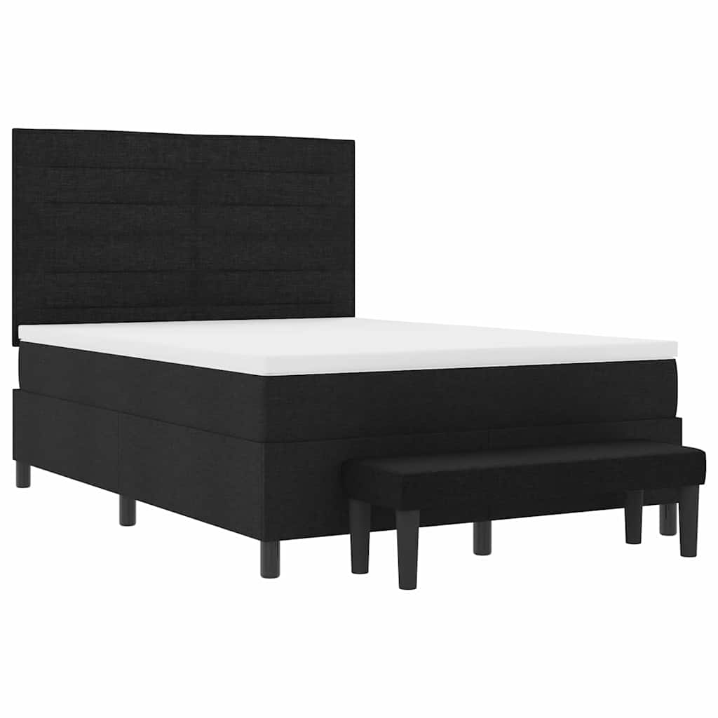 Boxspringbett mit Kopfteil Schwarz 140 x 200 cm Stoff