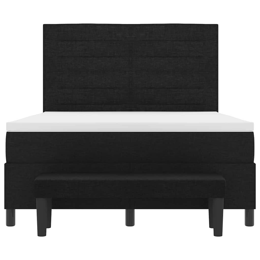 Boxspringbett mit Kopfteil Schwarz 140 x 200 cm Stoff
