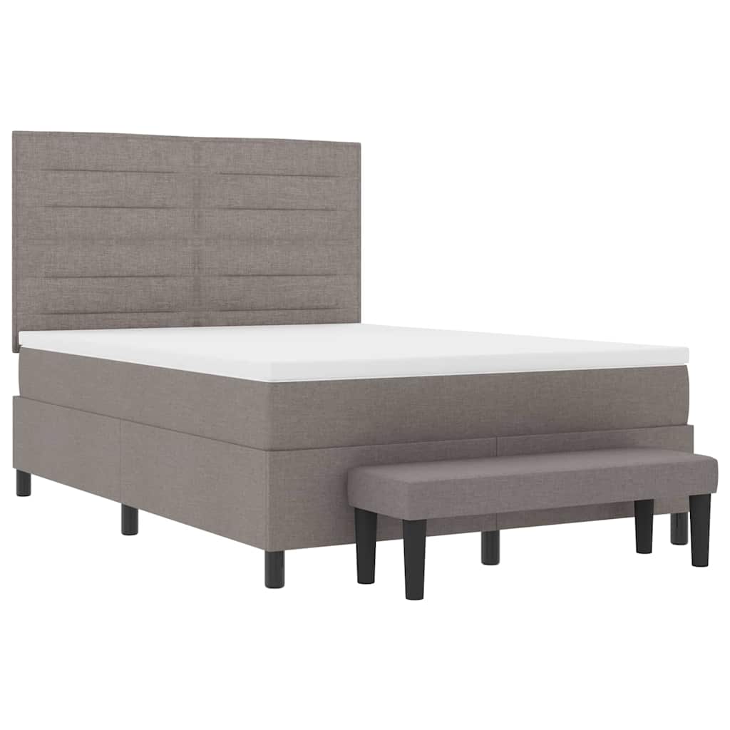 Boxspringbett mit Kopfteil Taupe 140 x 200 cm Stoff