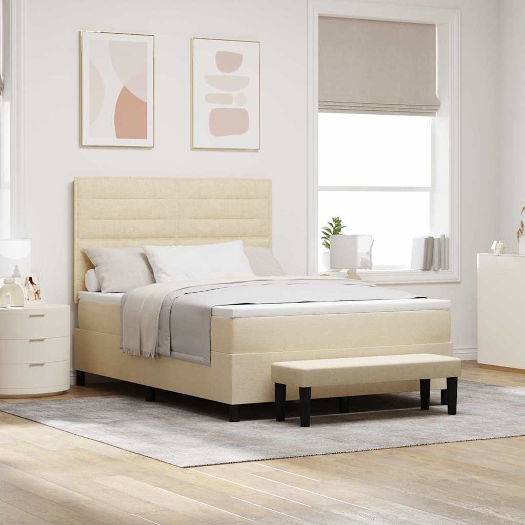 Boxspringbett mit Kopfteil Creme 140 x 200 cm Stoff