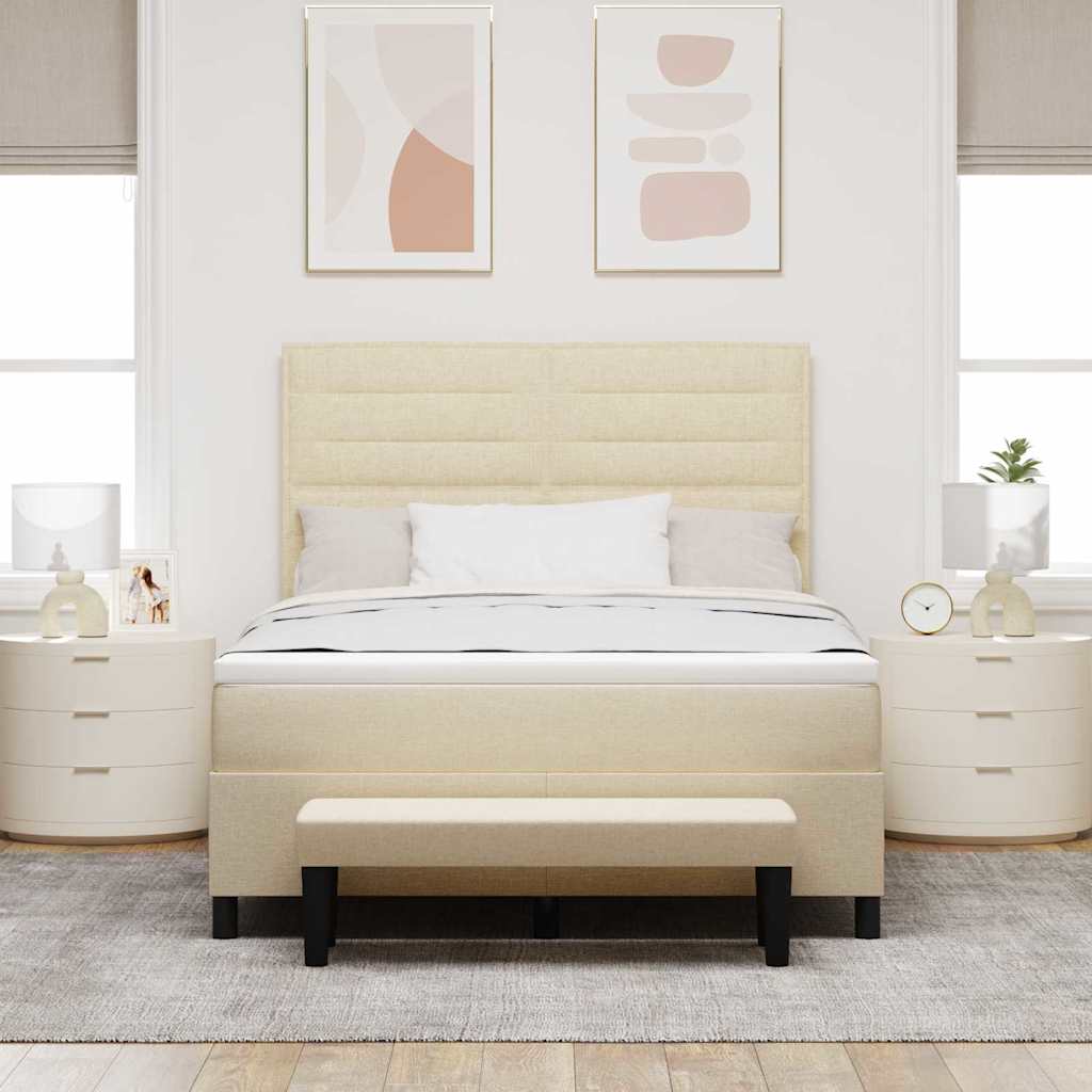 Boxspringbett mit Kopfteil Creme 140 x 200 cm Stoff