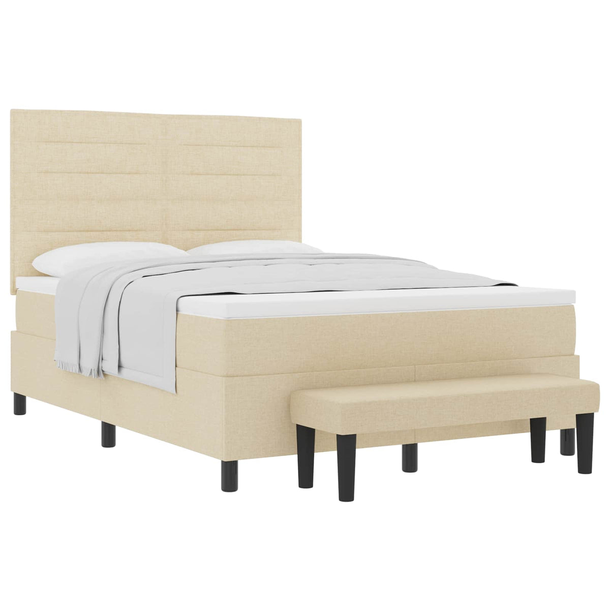 Boxspringbett mit Kopfteil Creme 140 x 200 cm Stoff