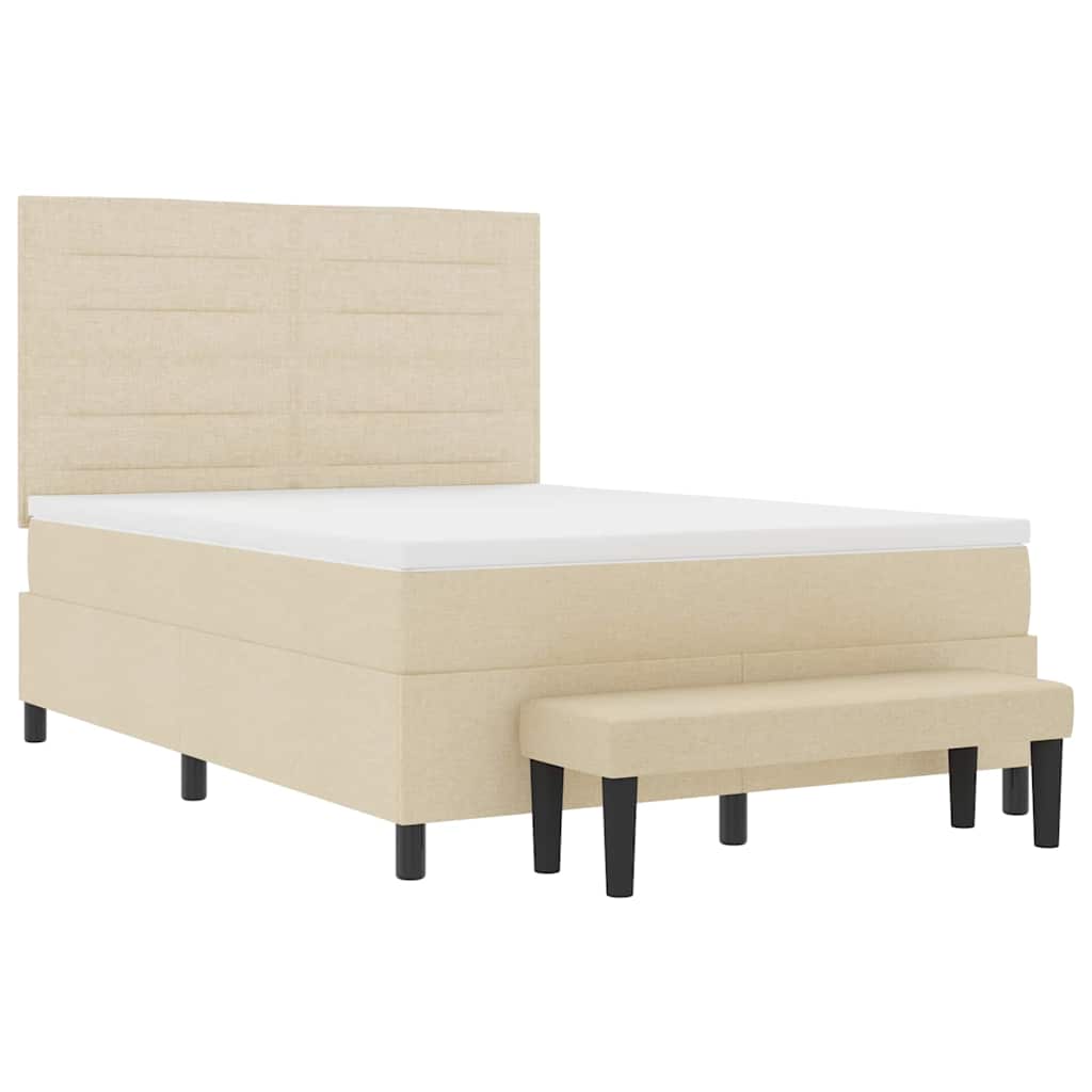 Boxspringbett mit Kopfteil Creme 140 x 200 cm Stoff