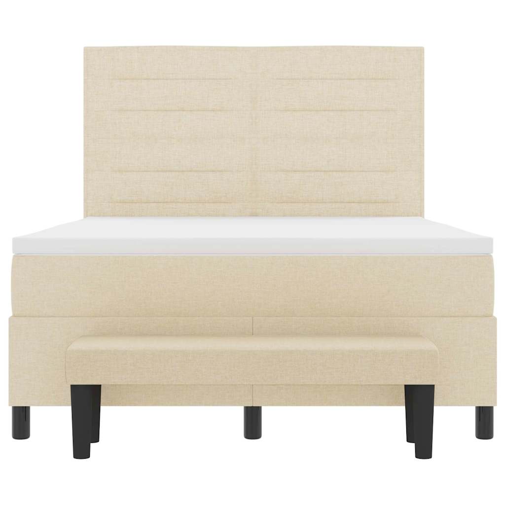 Boxspringbett mit Kopfteil Creme 140 x 200 cm Stoff