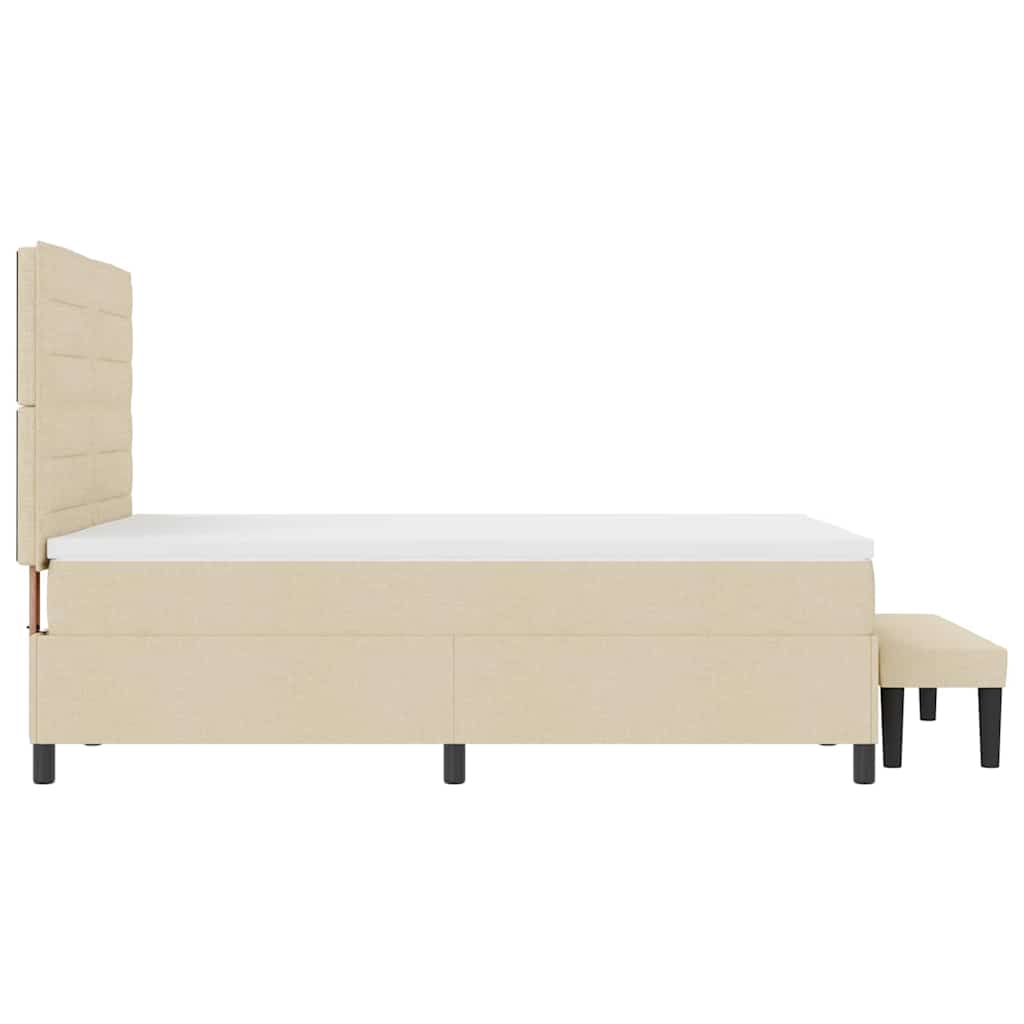 Boxspringbett mit Kopfteil Creme 140 x 200 cm Stoff