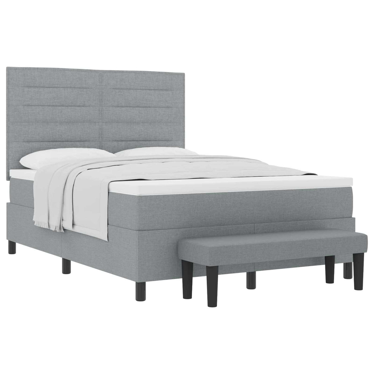 Boxspringbett mit Kopfteil Hellgrau 160 x 200 cm Stoff