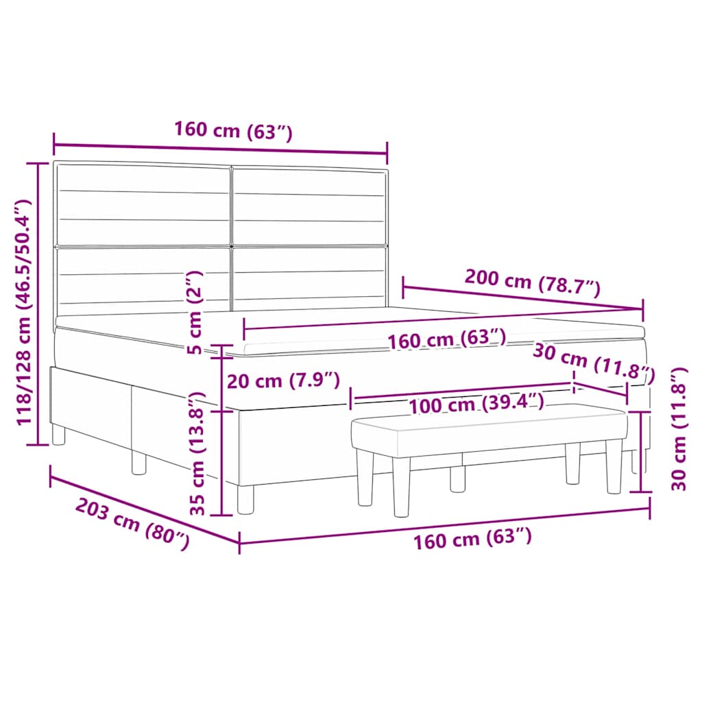 Boxspringbett mit Kissen Dunkelgrau 160 x 200 cm Stoff