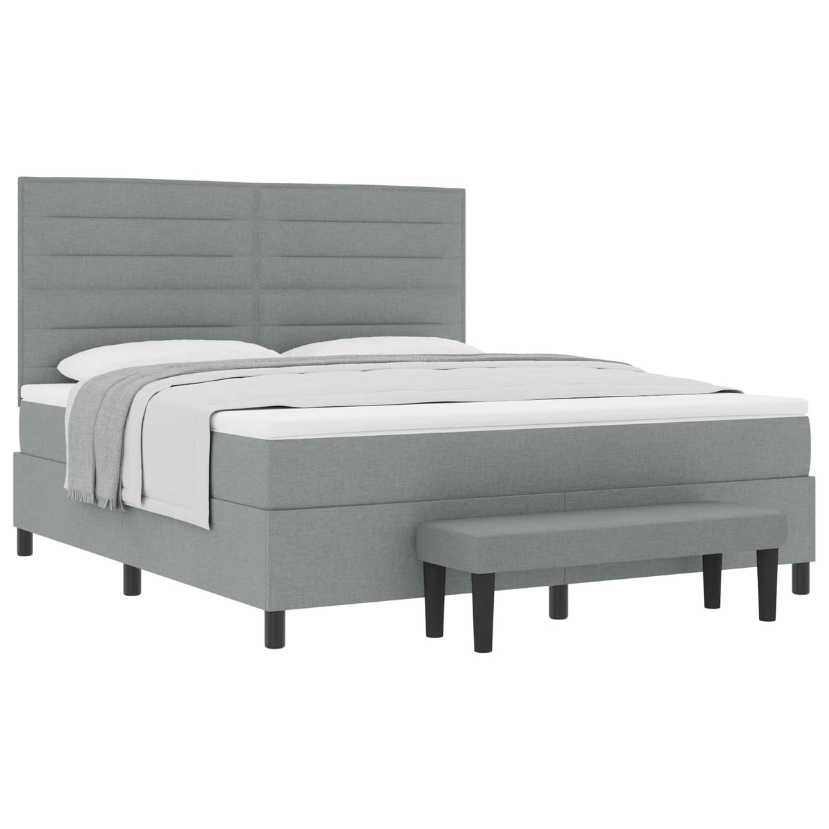Boxspringbett mit Kopfteil Hellgrau 180 x 200 cm Stoff