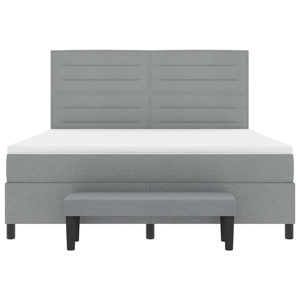 Boxspringbett mit Kopfteil Hellgrau 180 x 200 cm Stoff