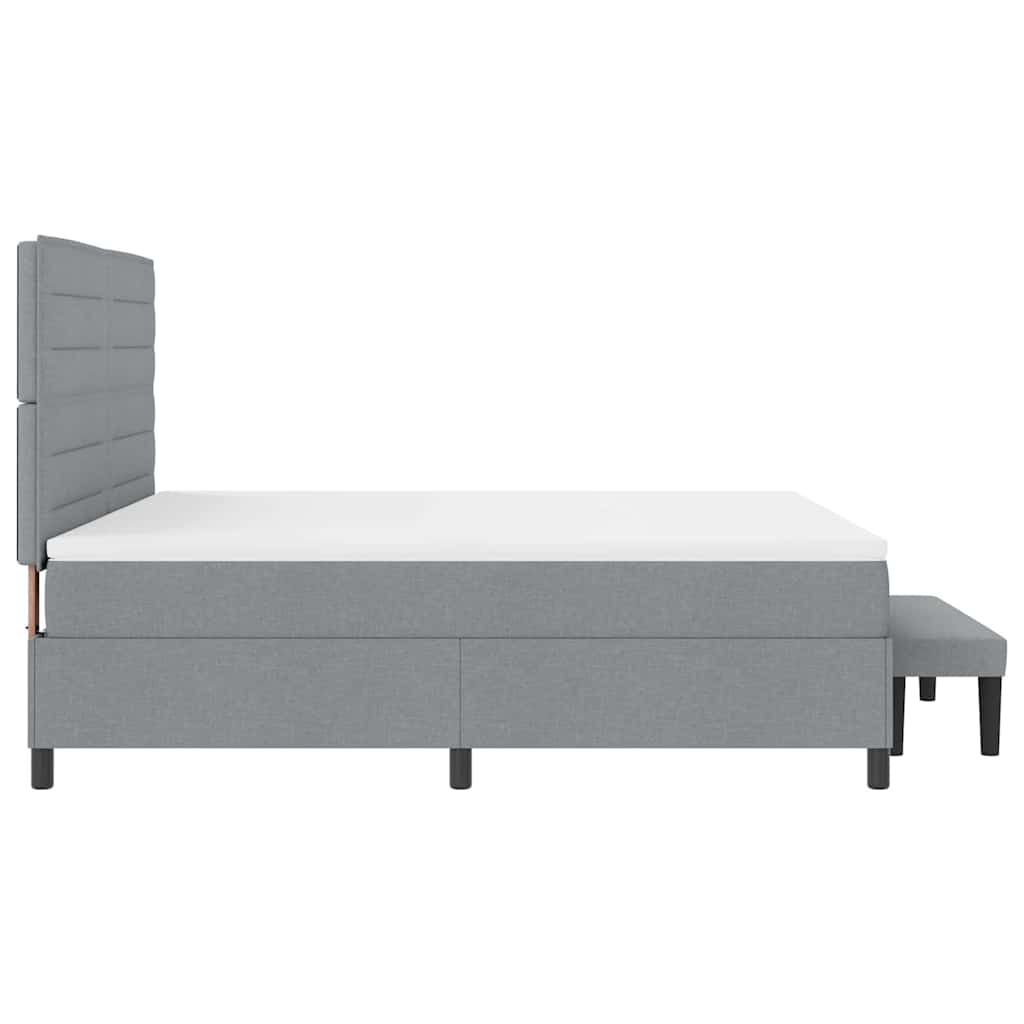 Boxspringbett mit Kopfteil Hellgrau 180 x 200 cm Stoff