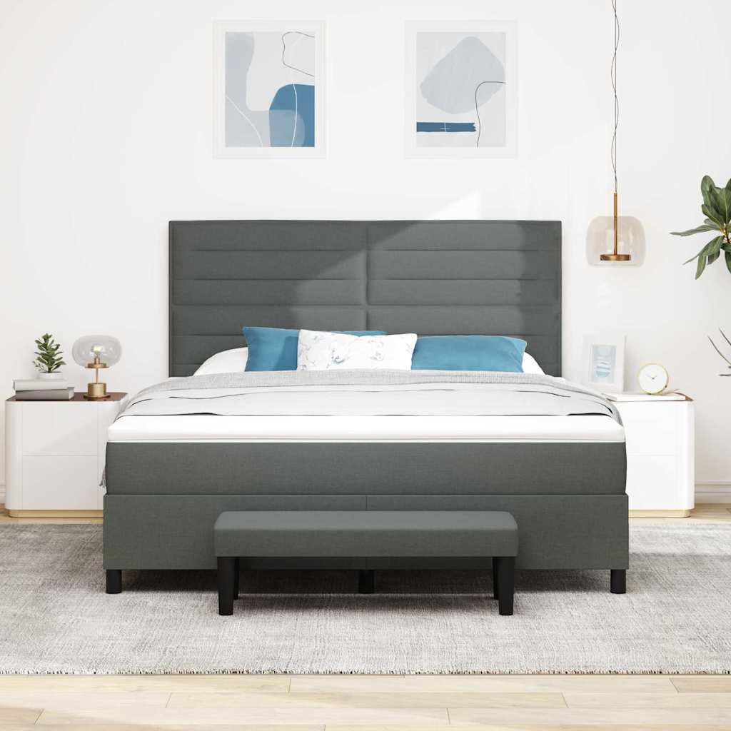 Boxspringbett mit Kopfteil Dunkelgrau 180 x 200 cm Stoff