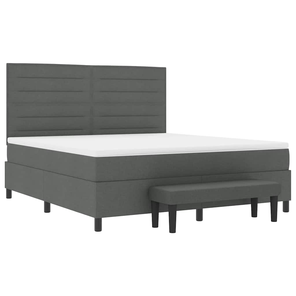 Boxspringbett mit Kopfteil Dunkelgrau 180 x 200 cm Stoff