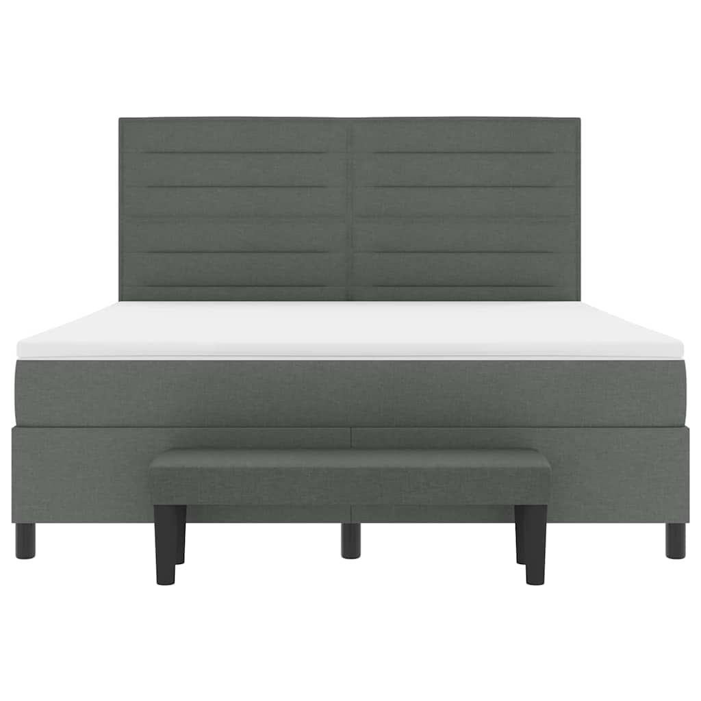 Boxspringbett mit Kopfteil Dunkelgrau 180 x 200 cm Stoff