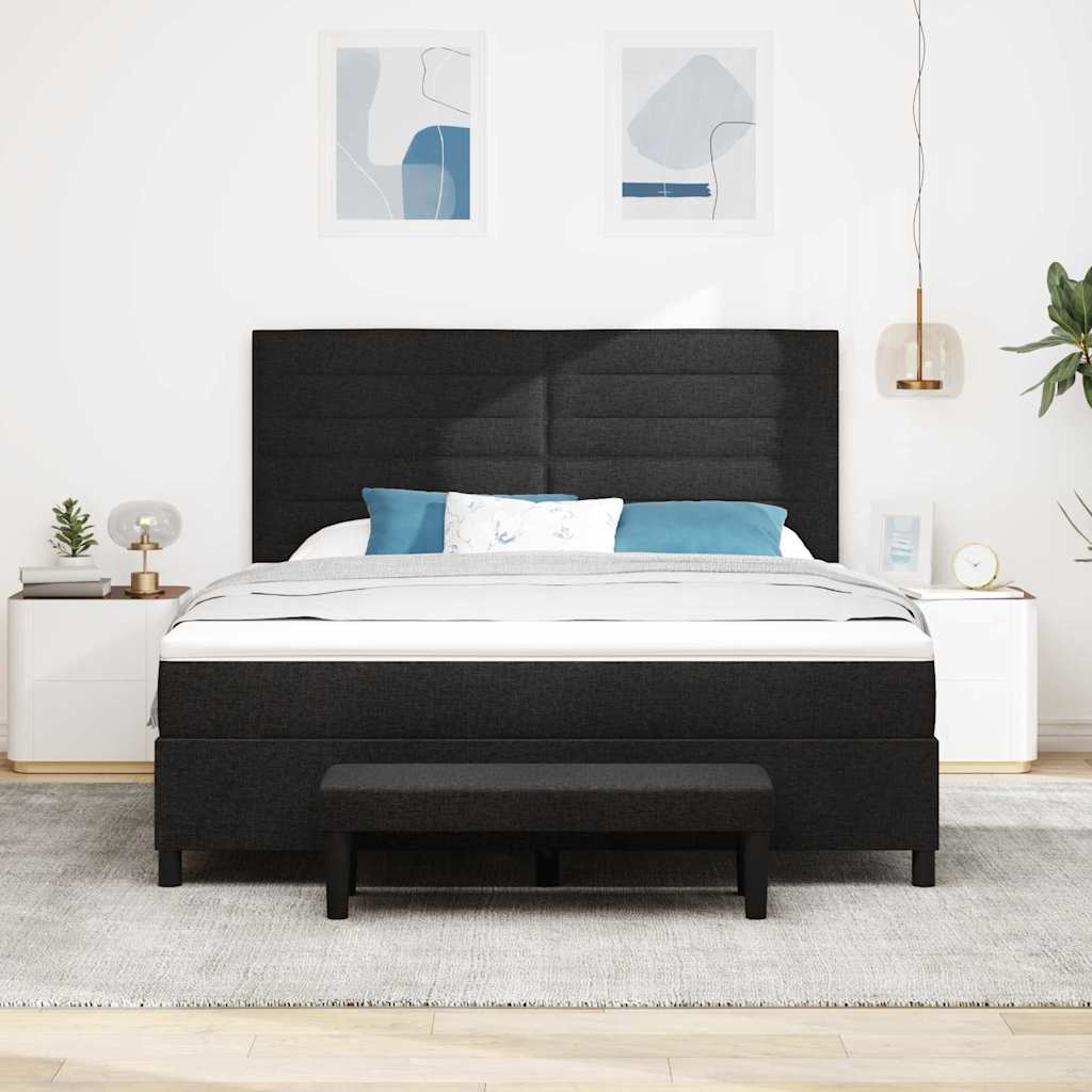 Boxspringbett mit Kopfteil Schwarz 180 x 200 cm Stoff