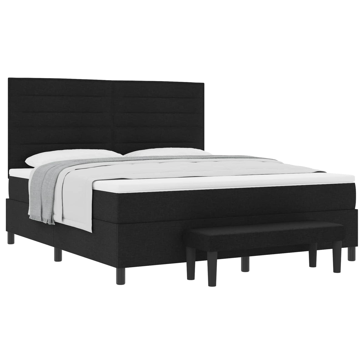 Boxspringbett mit Kopfteil Schwarz 180 x 200 cm Stoff