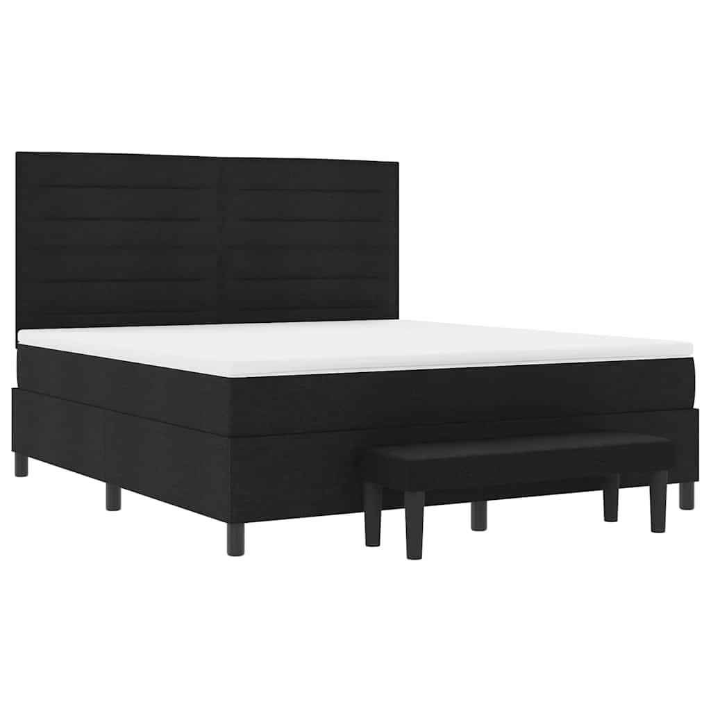 Boxspringbett mit Kopfteil Schwarz 180 x 200 cm Stoff