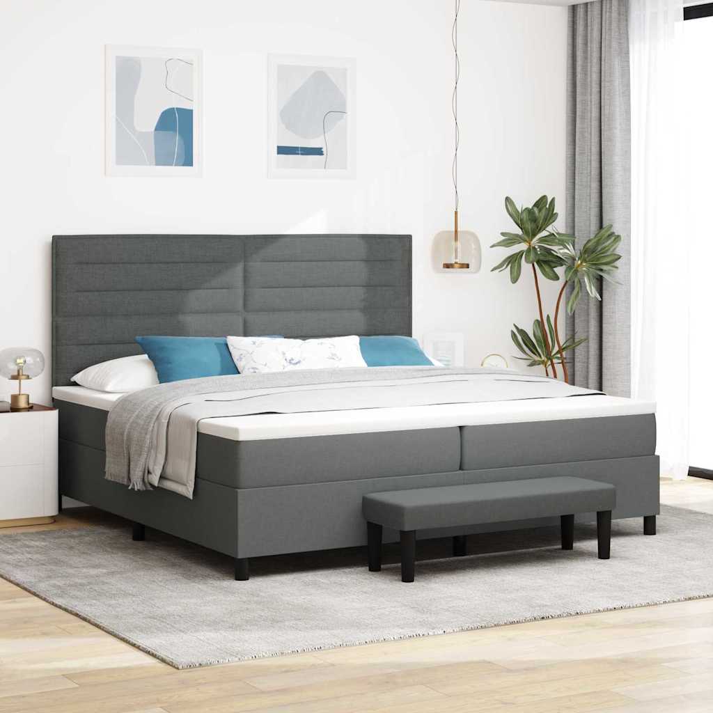 Boxspringbett mit Matratze Dunkelgrau 200 x 200 cm Stoff