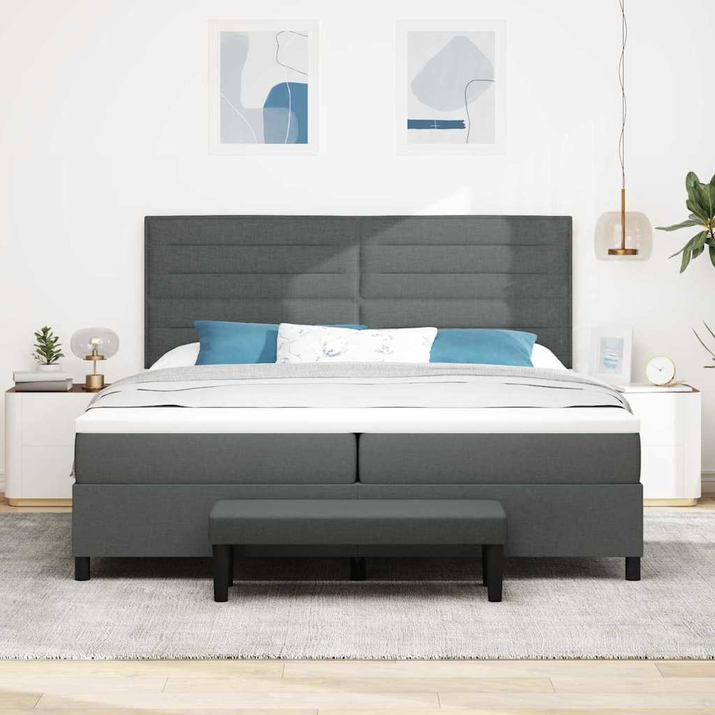 Boxspringbett mit Matratze Dunkelgrau 200 x 200 cm Stoff