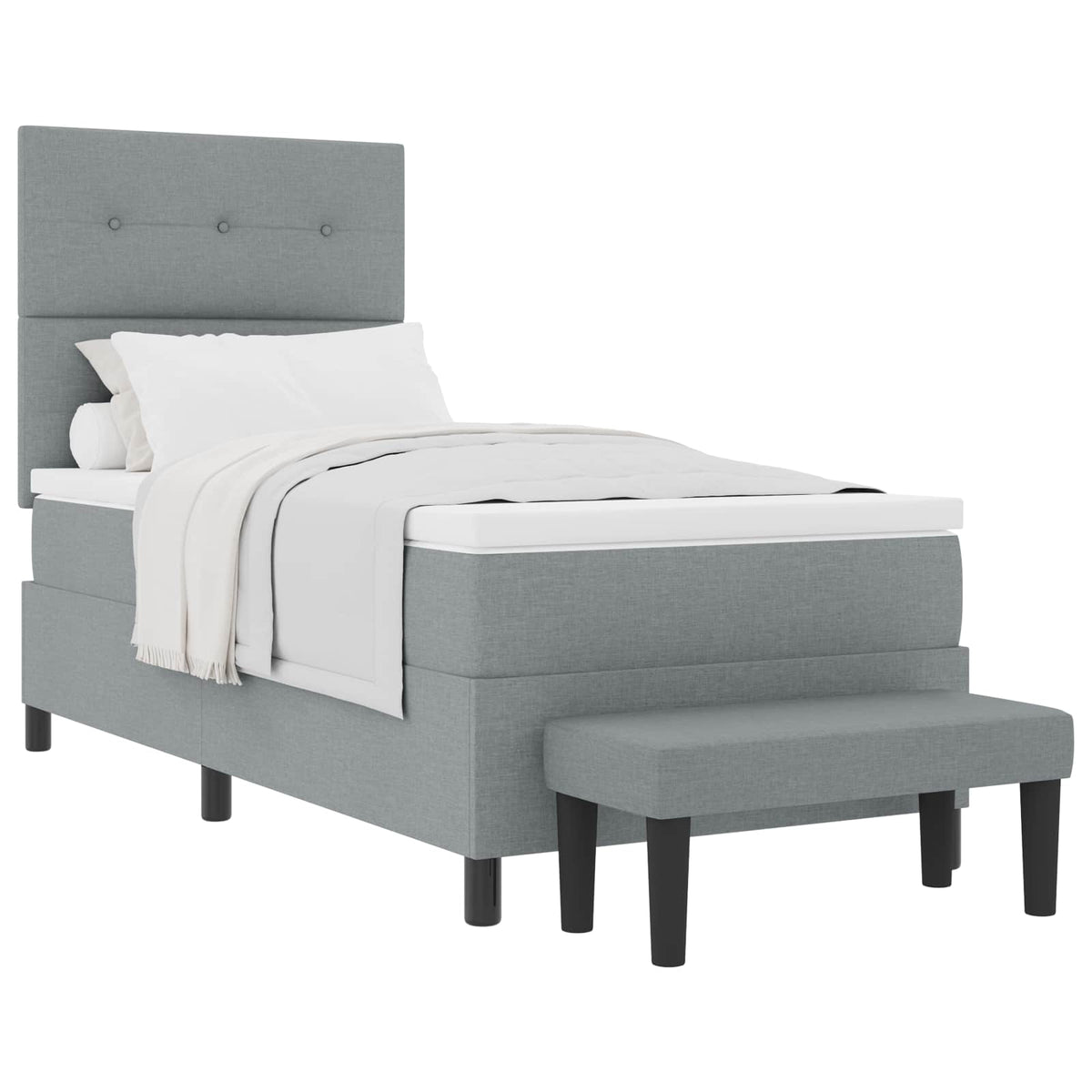 Boxspringbett mit Kopfteil Hellgrau 80 x 200 cm Stoff