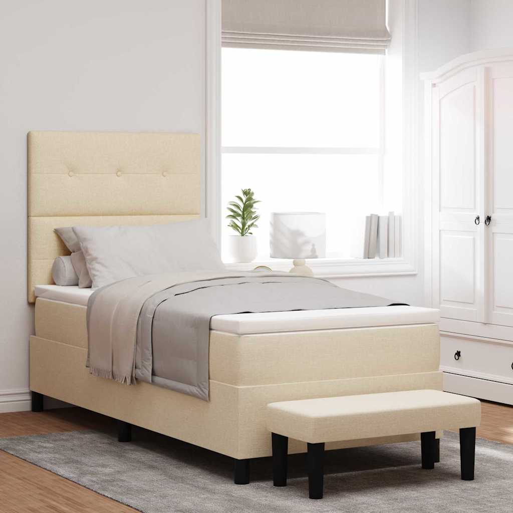 Boxspringbett mit Kopfteil Creme 90 x 190 cm Stoff
