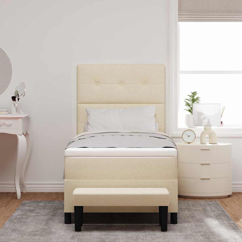 Boxspringbett mit Kopfteil Creme 90 x 190 cm Stoff