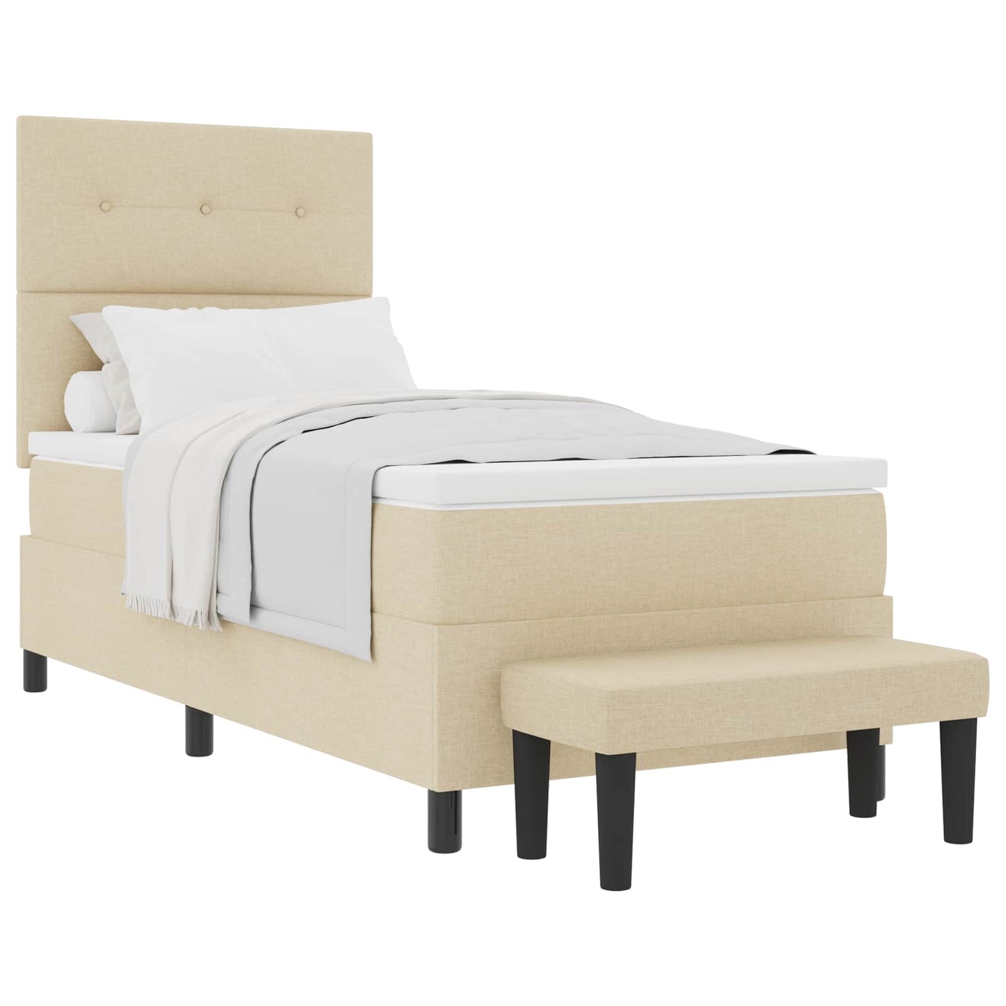 Boxspringbett mit Kopfteil Creme 90 x 190 cm Stoff