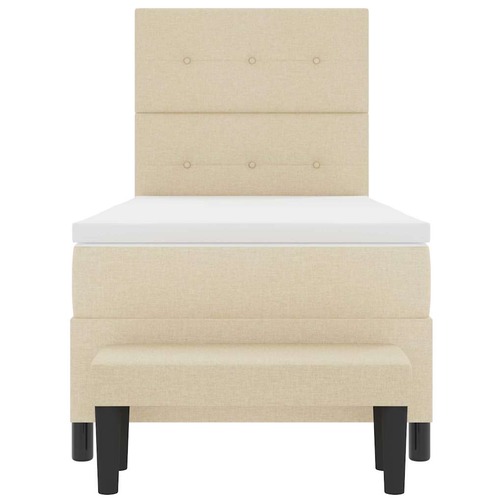 Boxspringbett mit Kopfteil Creme 90 x 190 cm Stoff