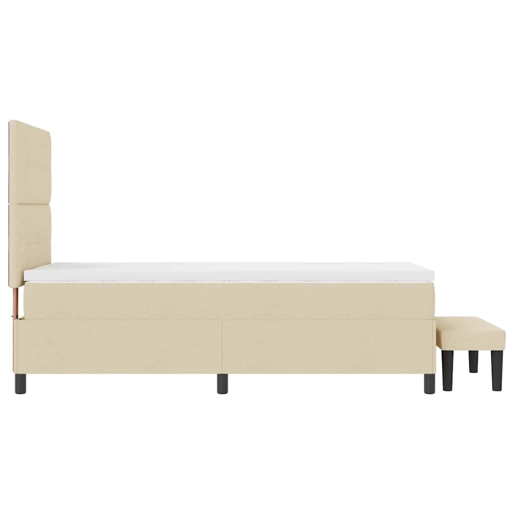 Boxspringbett mit Kopfteil Creme 90 x 190 cm Stoff
