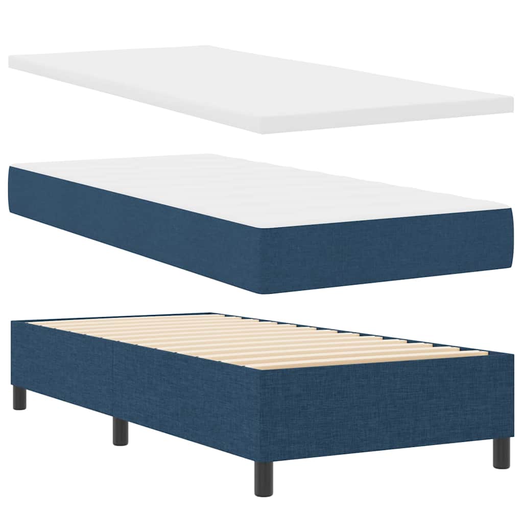 Boxspringbett mit Kopfteil Blau 90 x 190 cm Stoff