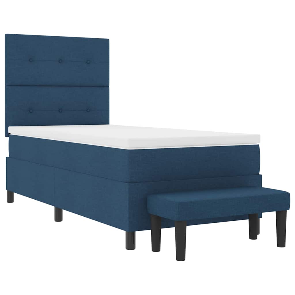 Boxspringbett mit Kopfteil Blau 90 x 190 cm Stoff