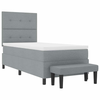 Boxspringbett mit Kopfteil Hellgrau 90 x 200 cm Stoff