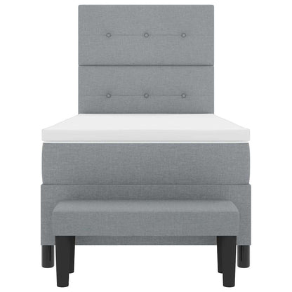 Boxspringbett mit Kopfteil Hellgrau 90 x 200 cm Stoff