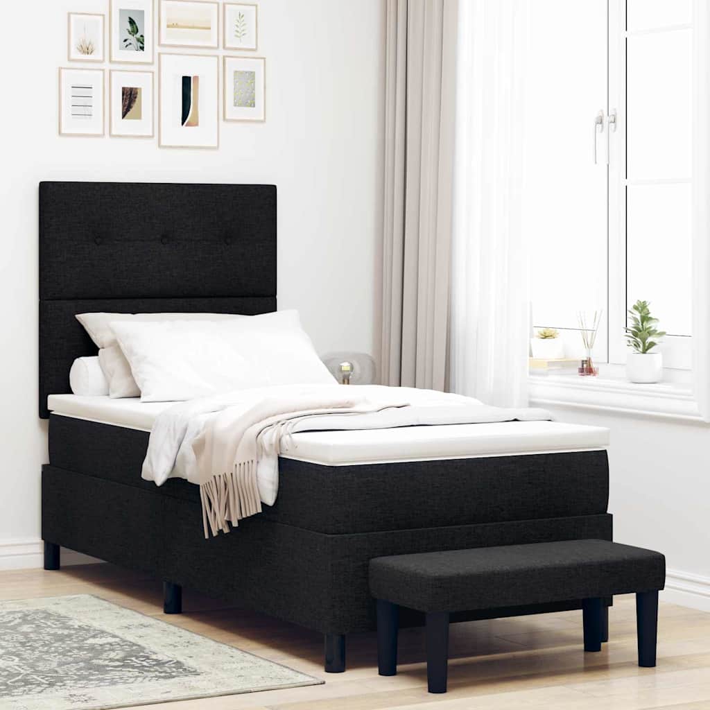 Boxspringbett mit Kopfteil Schwarz 90 x 200 cm Stoff