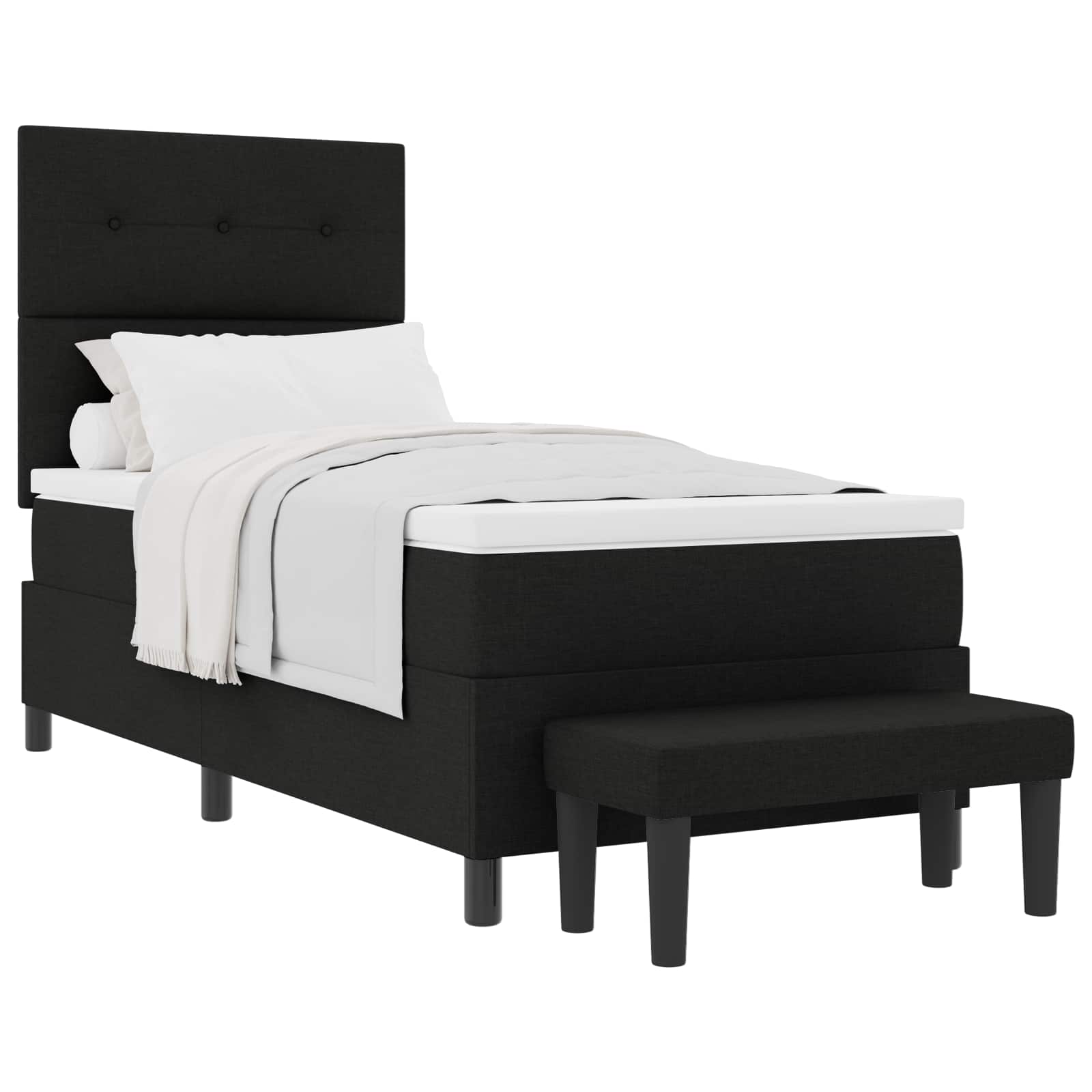 Boxspringbett mit Kopfteil Schwarz 90 x 200 cm Stoff