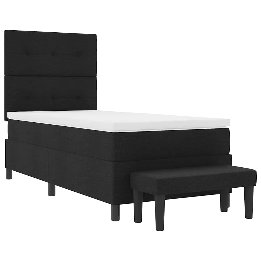 Boxspringbett mit Kopfteil Schwarz 90 x 200 cm Stoff