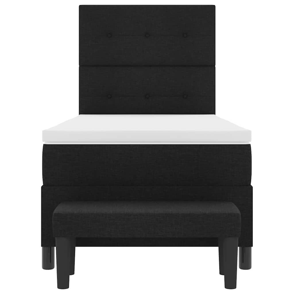 Boxspringbett mit Kopfteil Schwarz 90 x 200 cm Stoff