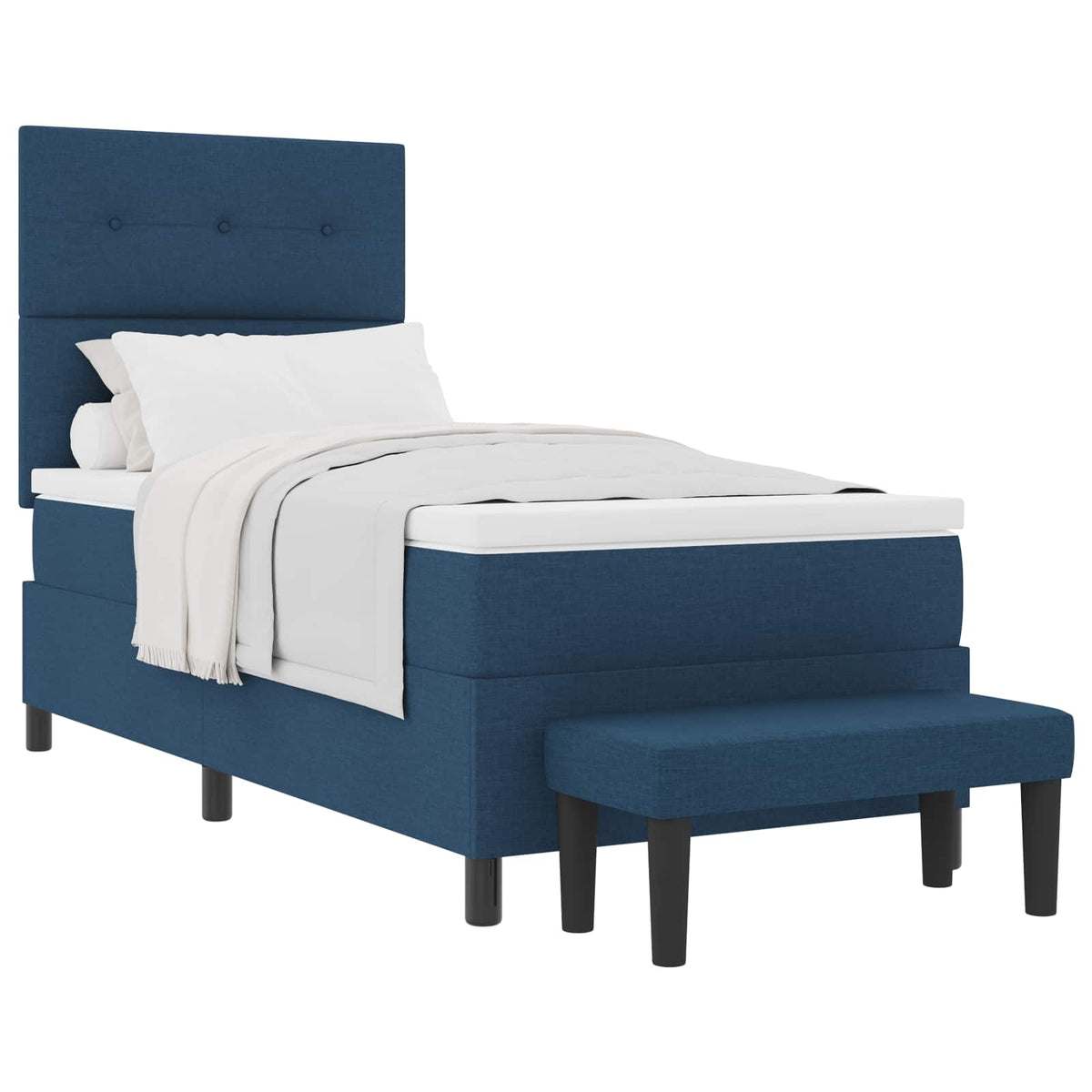 Boxspringbett mit Kopfteil Blau 90 x 200 cm Stoff
